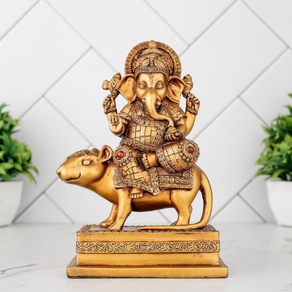 Ganesh ji murti Idol Statue Showpiece Home Decor Items for Living Room and Gifts (Golden 4)
