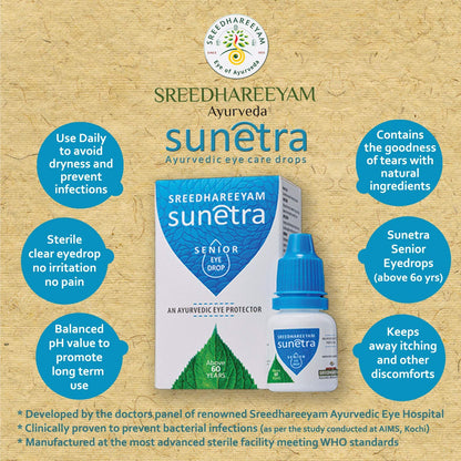Sreedhareeyam Ayurveda Sunetra Senior Herbal Eyedrops (Above 60 years Age)'