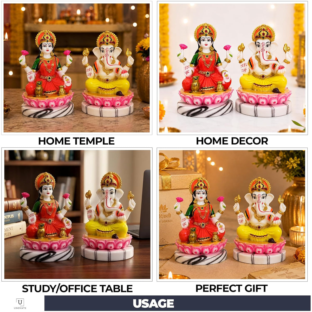 Laxmi Ganesh Idol Pair | Home Temple | Pooja | Diwali Gift | 4 Inch