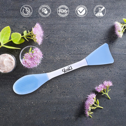 Glam21 Multipurpose Silicone Brush | 2in1 Soft Double-sided Deep Cleansing & Skin Massaging | Micro Scrubber to Face, Nose & Lips for Pore Cleansing, Removing Blackhead