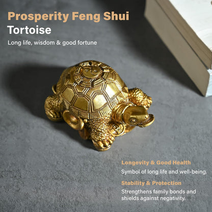 Vastu Item | Feng Shui Golden Turtle with Coins | Good Luck Symbol for Wealth, Health & Stability | Ideal for Home, Office, Pooja Room & Mothers Day Gifting