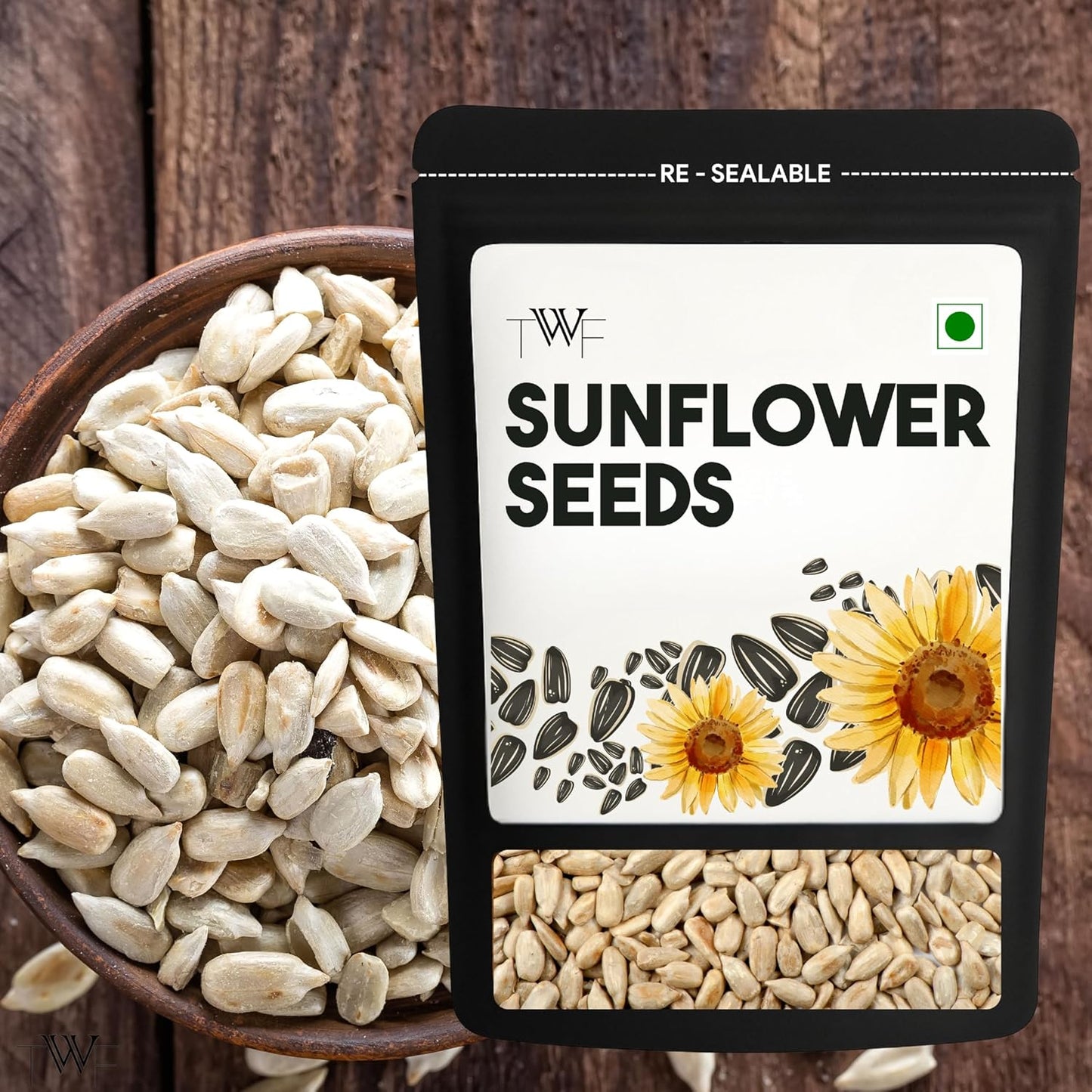 TWF Virgin Sunflower Seeds | AAA Grade Seeds for Eating | Rich in Dietary Fibre & Protein | Snack for Weight Management & Immunity | Diet Food | Non GMO | Resealable Pack | Unroasted | Unsalted | Highest Natural Potency