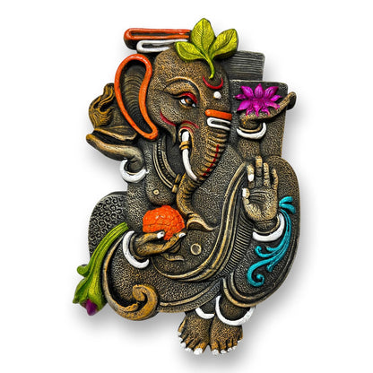 Ganesh Ji Wall Hanging Terracotta Idol Murti for Door Entrance, Main Gate, Mandir, Home & Office Decoration | Ganesha Ganpati Wall Sculpture | Spiritual & Religious Gifts (26x17 CM)