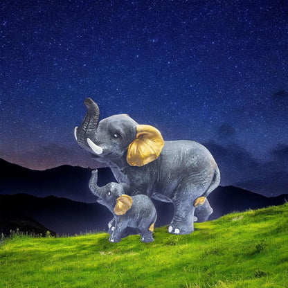 Polyresin 6" Elephant with Baby Statue for Home Decor – Vastu & Feng Shui Good Luck Symbol – Decorative Showpiece for Entryway, Living Room, Office, Gift (Black)
