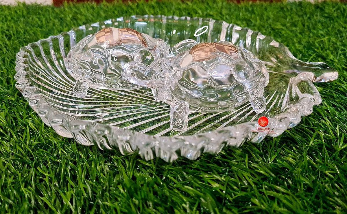 SAUDEEP INDIA Vastu Feng Shui Crystal Turtle Tortoise with Plate for Good Luck Feng Shui Tortoise Turtle (Turtle for Love)