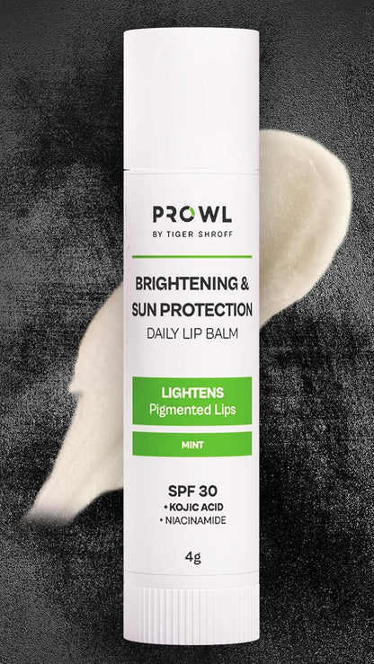 PROWL by Tiger Shroff Lipbalm For Men Brightening Dark Lips with Kojic Acid & Niacinamide | SPF 30 PA+++ Daily Lip Balm For Lightening Pigmented Dry Lips | Pigmentation Removal Care | Mint, 4g