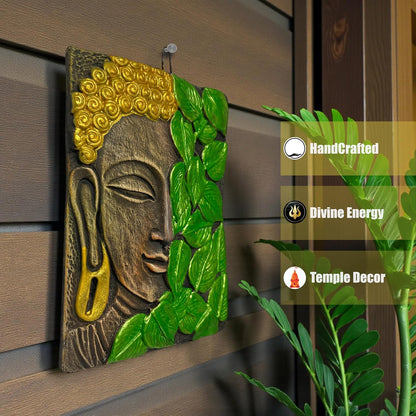 Buddha Face Terracotta Wall Decor Hanging | Buddha Spiritual Terracotta Wall Art for Home, Living Room, Office, Meditation & Vastu Decoration | Spiritual Gift Dark Brown (20x15 CM)