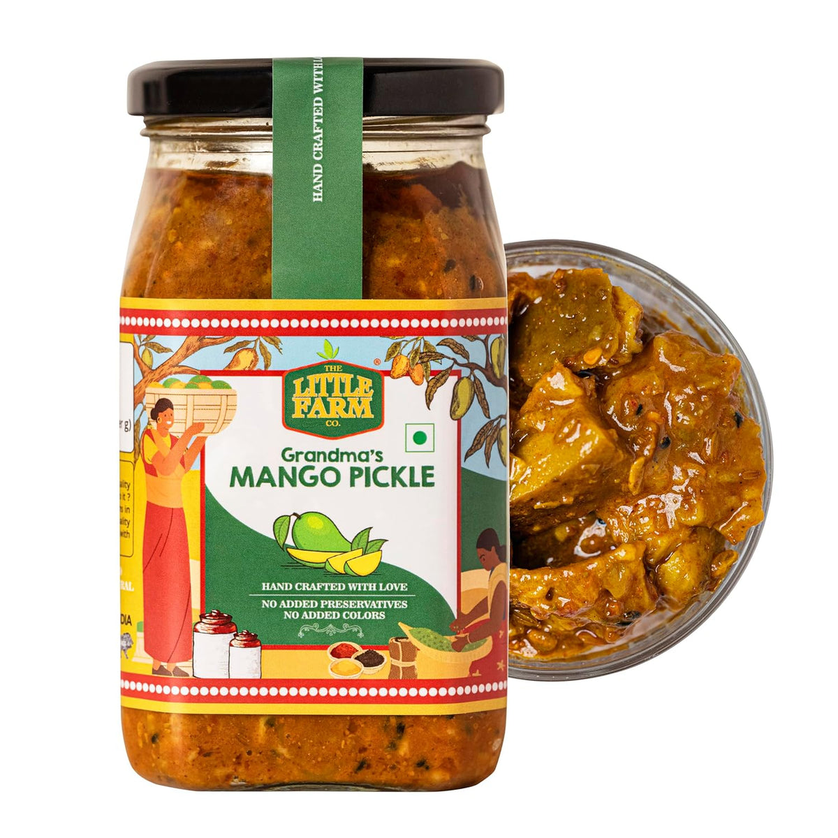 THE LITTLE FARM CO Punjabi Mango Pickle - Aam ka Achar |Less Oil Mustard Base Homestyle Tangy Mango Pickles with Saunf | No Added Preservatives, Artificial Colours & Flavours | Traditional Recipe