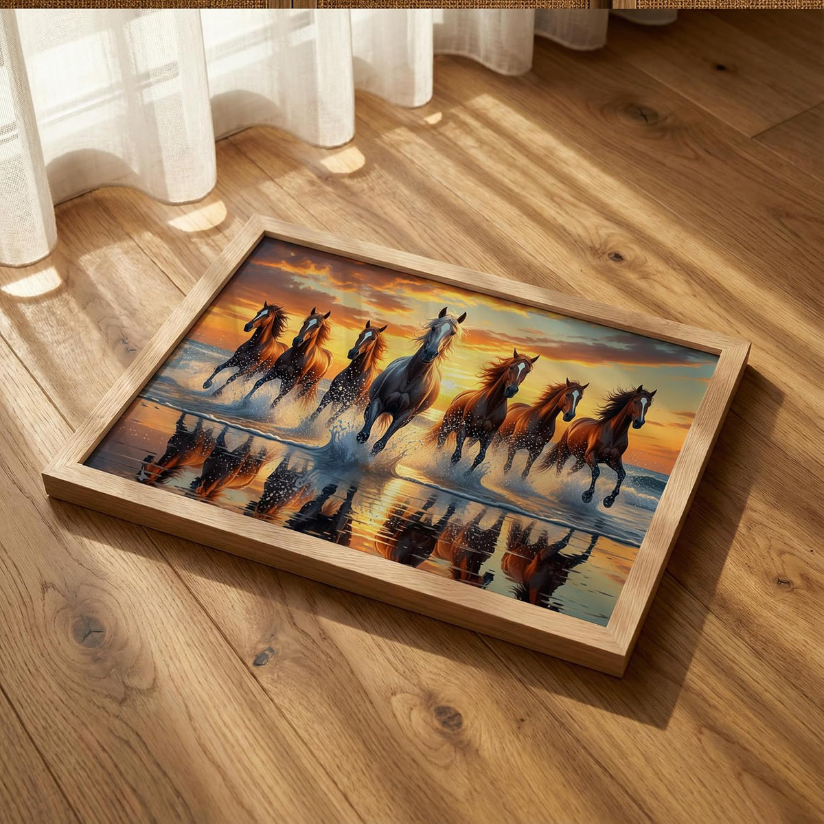 7 Horse Vastu Wall Painting (Landscape Collection) (Natural, Design 06, 13x19 Inch)
