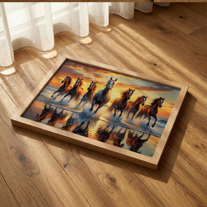 7 Horse Vastu Wall Painting (Landscape Collection) (Natural, Design 06, 13x19 Inch)
