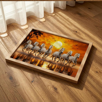 7 Horse Vastu Wall Painting (Landscape Collection) (Natural, Design 02, 13x19 Inch)