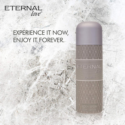 Eternal Love Body Spray for Men | Travel Size | Fresh, Cool & Energizing Scent | Long-Lasting Perfume | Woody Body Spray for Man | Gift for Him | 200ml