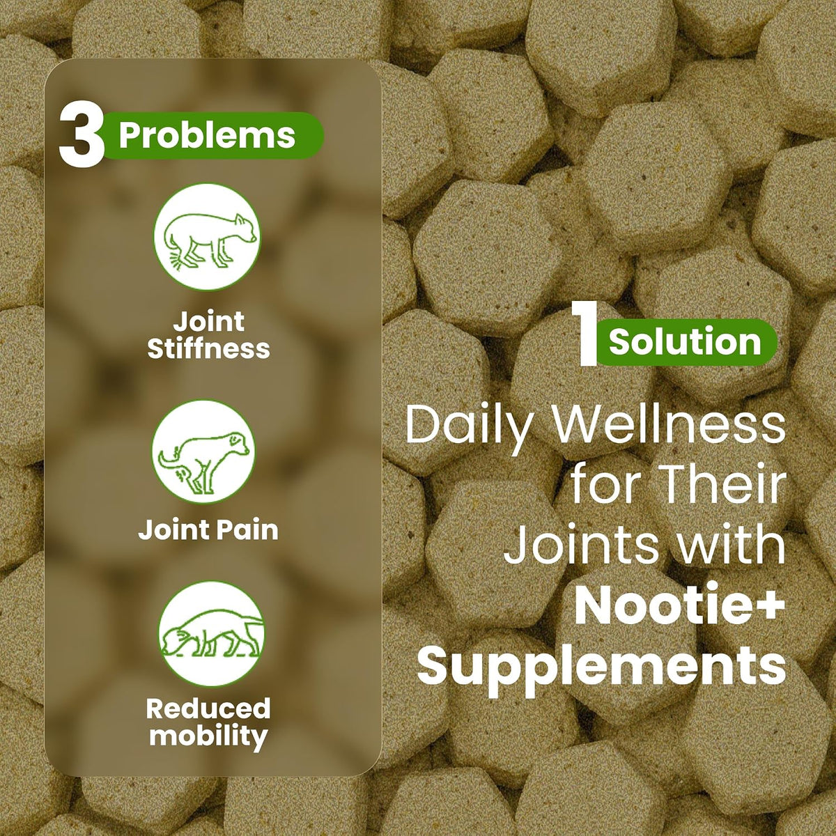 Nootie+ Hip & Joint Supplement for Dogs | Dual Collagen, Glucosamine & Chondroitin | Supports Mobility, Relieves Stiffness & Pain | Vet-Formulated Soft Chews | 30 Chews (All Breeds)