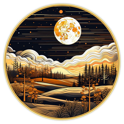 nature scenery Abstract modern art Premium Sparkle lamination Golden Slim Frame 50.8 cm x 50.8 cm Large Size, For Home/Office/Hotel painting GRL-30