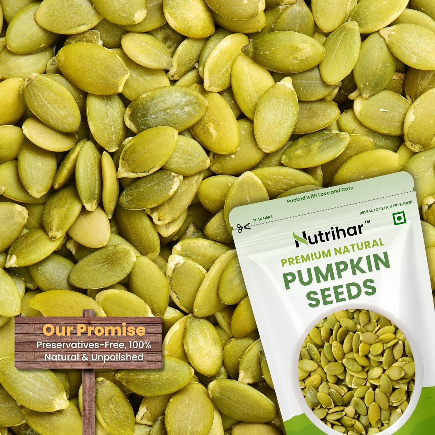 Nutrihar Raw Pumpkin Seeds 100g | Unpolished, AAA Grade | Protein & Fibre Rich Superfood