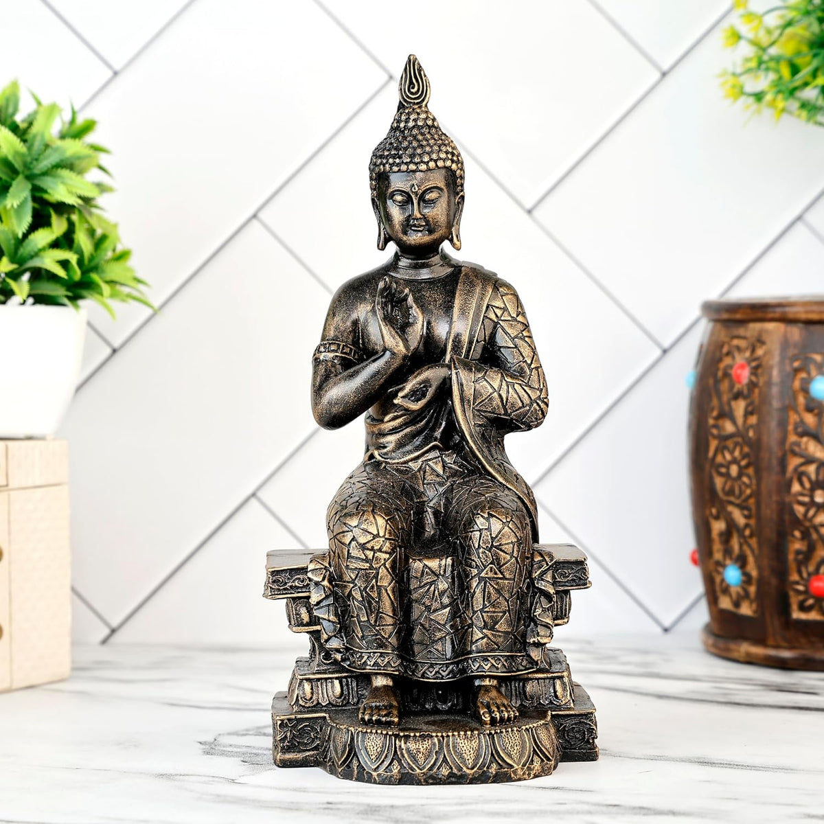 New Buddha Statue showpiece Idol Home Decor Items for Living Room and Gifts-A_GOL-DB10