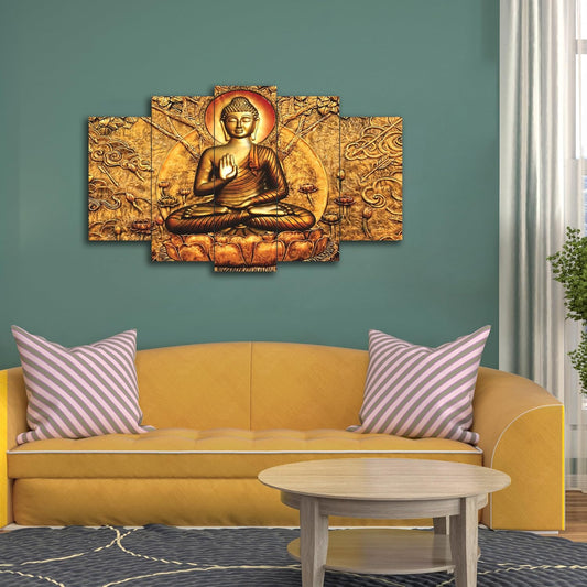 3d Buddha Wall Decor Painting For Living Room | Lord Gautam Buddha Photo Paintings Wallpaper For Wall Decoration Large Size 76 X 45 Cm | Engineered Wood (Design 4)