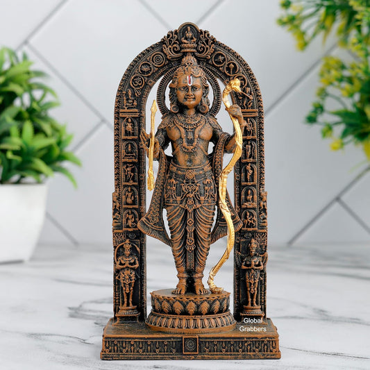3D Ram Lalla Ayodhya Idol Statue Showpiece Murti for Home Decor Decoration Gift Gifting Items car Dashboard Accessories (BRO_BLK-RL1, 6 INCH)