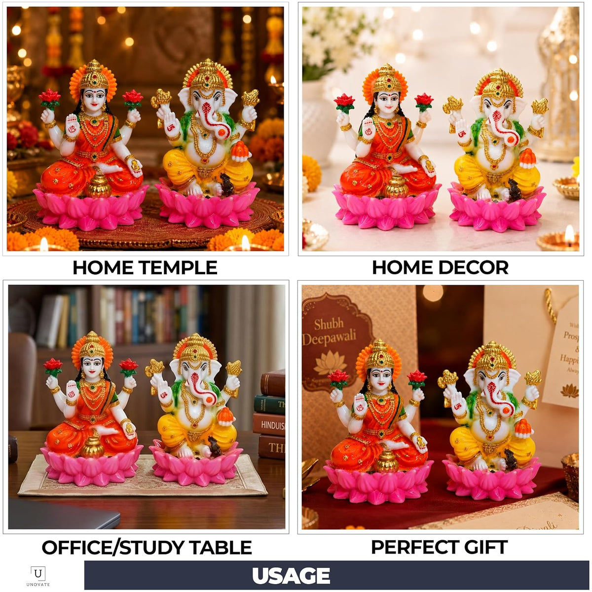 Laxmi Ganesh Idol Pair | Pooja | Diwali Gift | Home Temple | 4 Inch