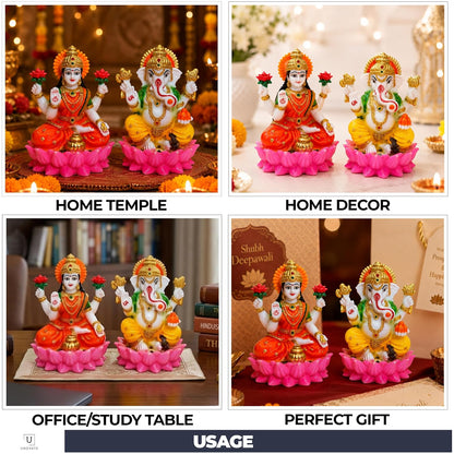 Laxmi Ganesh Idol Pair | Pooja | Diwali Gift | Home Temple | 4 Inch