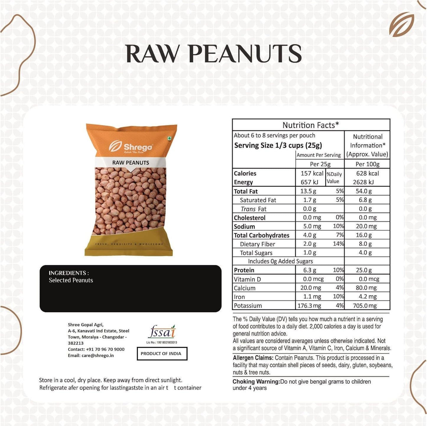 SHREGO Pink Raw Peanut, Vacuum Packed (1 kg) Premium Moongfali