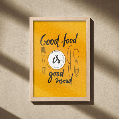Framed Food Wall Art for Kitchen, Restaurant and Cafe Decor, Food Illustration Poster, Natural Synthetic Wood Frame, 300 GSM Premium Art Print, 10x13 Inch, ART-1