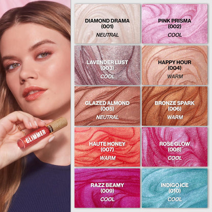 REVLON Super Lustrous Glimmer Gloss, Non-Sticky Lip Gloss, High-Shine Finish, Plant-Based Glitter, 005 Glazed Almond, 3.8 ml