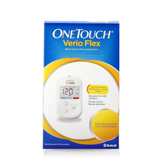 OneTouch Verio Flex glucometer machine | Sync your results with OneTouch Reveal mobile app| Simple & accurate testing of blood sugar levels at home | Global Iconic Brand | FREE 10 Test Strips + 10 Sterile Lancets + 1 Lancing device