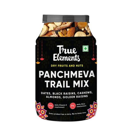 True Elements Panchmeva 1.2kg - Fasting Special Trail Mix | Premium Dry Fruits | 5 Nuts - Almonds, Cashews, Dates, Raisins, Black Currant | Dry Fruits Mix | Healthy Snacks