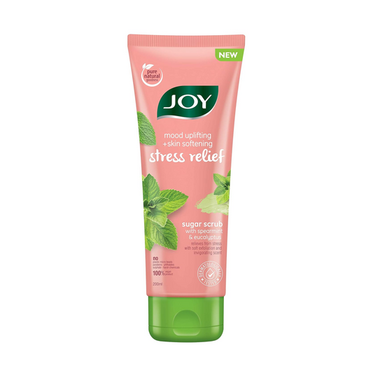 Joy Mood Uplifting + Skin Softening Stress Relief Sugar Scrub | With Spearmint and Eucalyptus |100% Vegan, No Parabens, No Harsh Chemicals| Exfoliation Face Scrub 200 ml
