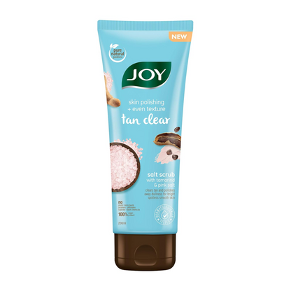 Joy Skin Polishing + Even Texture Tan Clear Salt Scrub| With Tamarind & Pink Salt |100% Vegan, No Parabens, No Harsh Chemicals| 200 ml