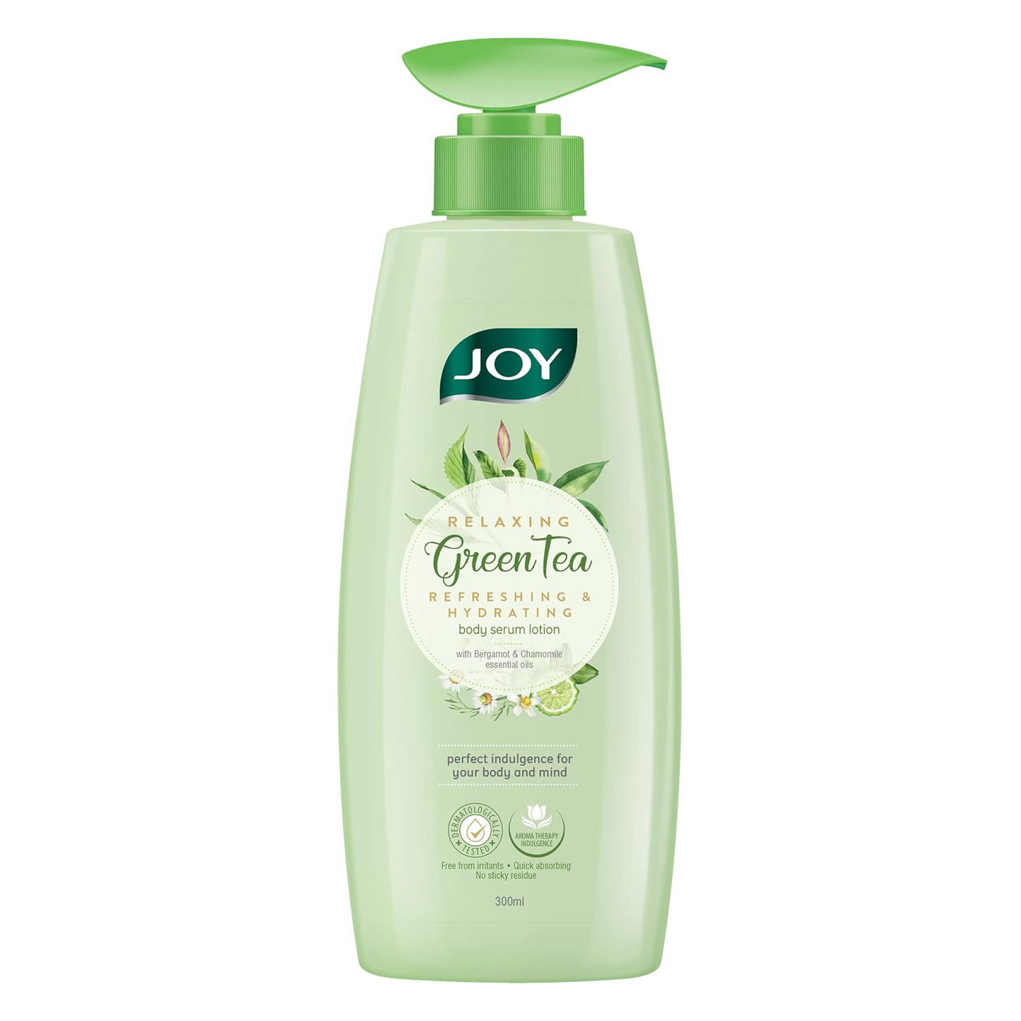 Joy Relaxing Green Tea Body Serum Lotion | Refreshing & Hydrating With Bergamot & Chamomile Essential Oil | Quick Absorbing & Skin Glowing | Body Serum Lotion for All Skin Types | 300 ml