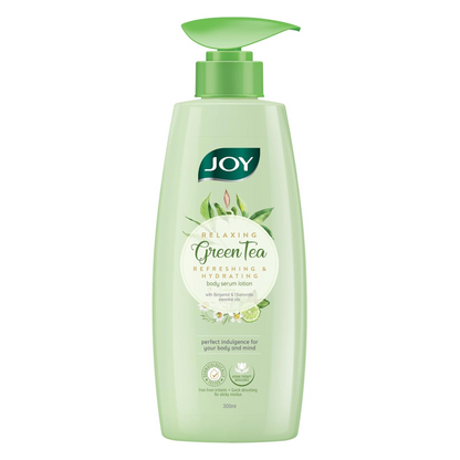 Joy Relaxing Green Tea Body Serum Lotion | Refreshing & Hydrating With Bergamot & Chamomile Essential Oil | Quick Absorbing & Skin Glowing | Body Serum Lotion for All Skin Types | 300 ml