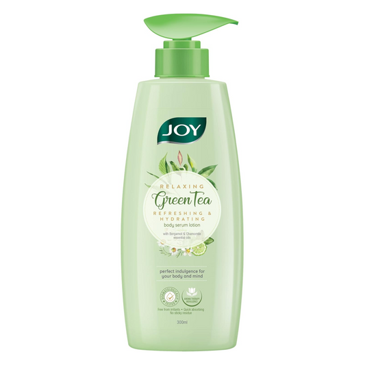 Joy Relaxing Green Tea Body Serum Lotion | Refreshing & Hydrating With Bergamot & Chamomile Essential Oil | Quick Absorbing & Skin Glowing | Body Serum Lotion for All Skin Types | 300 ml