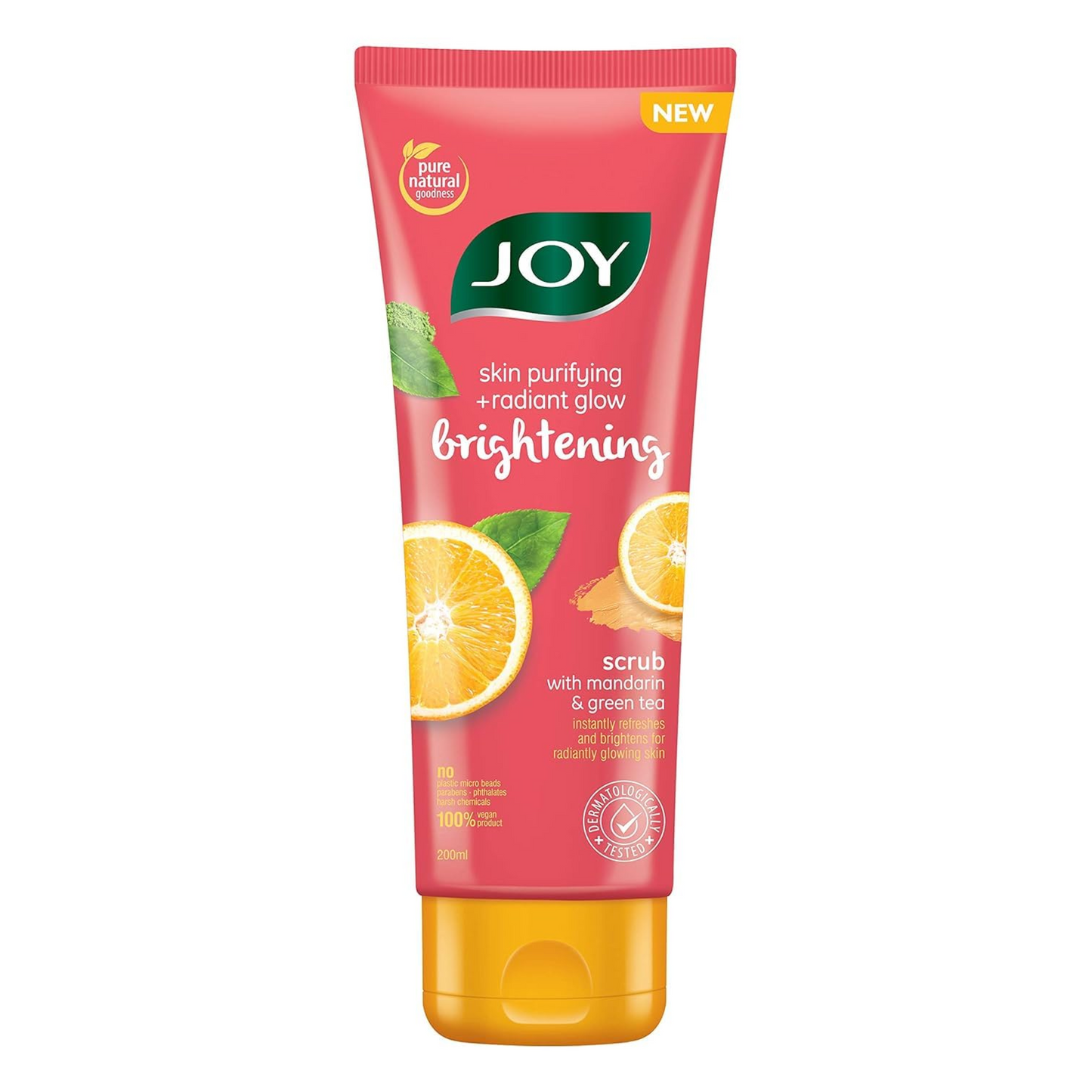 Joy Mandarin & Green Tea Face & Body Scrub for Glowing Skin (200gm) | Exfoliating Scrub with Vitamin C, Brightens & Refreshes All Skin Types | 100% Vegan & Gentle on Skin