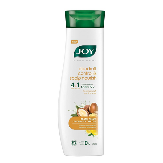 Joy Anti Dandruff Shampoo with Tea Tree, Ginger & Lemon for Dry & Itchy Scalp (340ml) | 4 in 1 Conditioning Shampoo for Dandruff Control & Soft Hair | Vegan & Paraben Free | For Men & Women