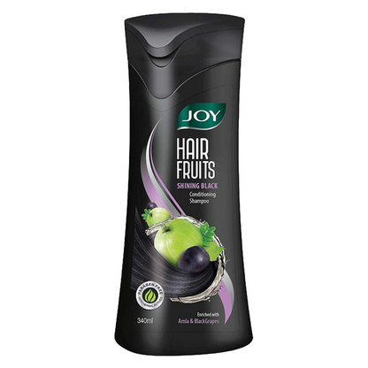Joy Hair Fruits Shining Black Conditioning Shampoo Enriched with Amla & Black Grapes, 340 ml