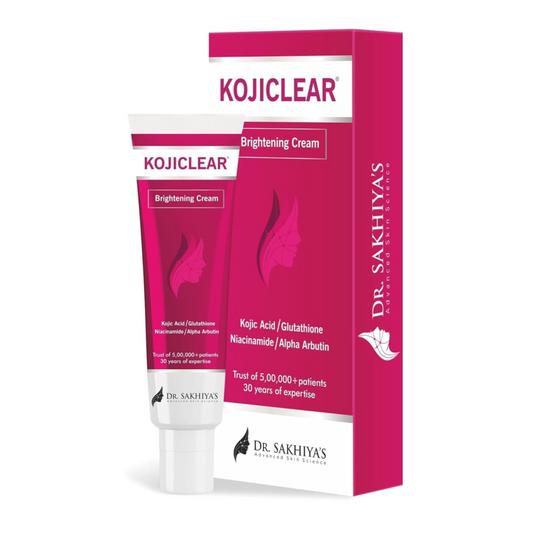 Kojiclear brightening cream with packaging on a white background