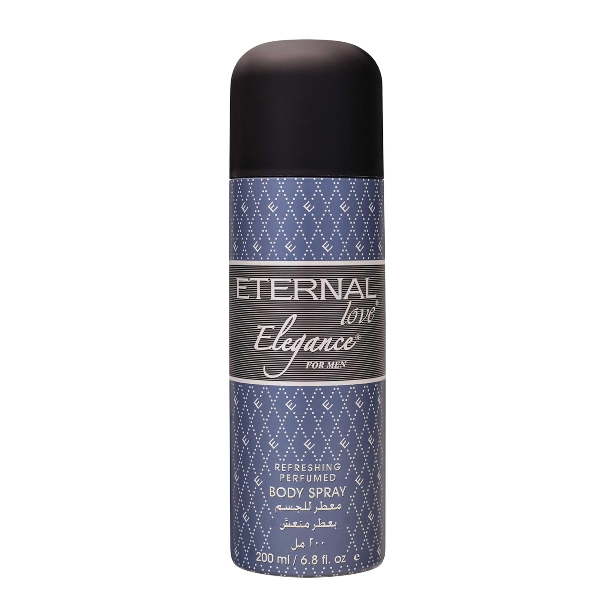 Body spray bottle labeled 'Eternal Love Elegance' on a white background