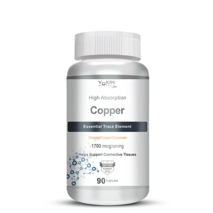 Bottle of Vokin Health Copper supplement on a white background