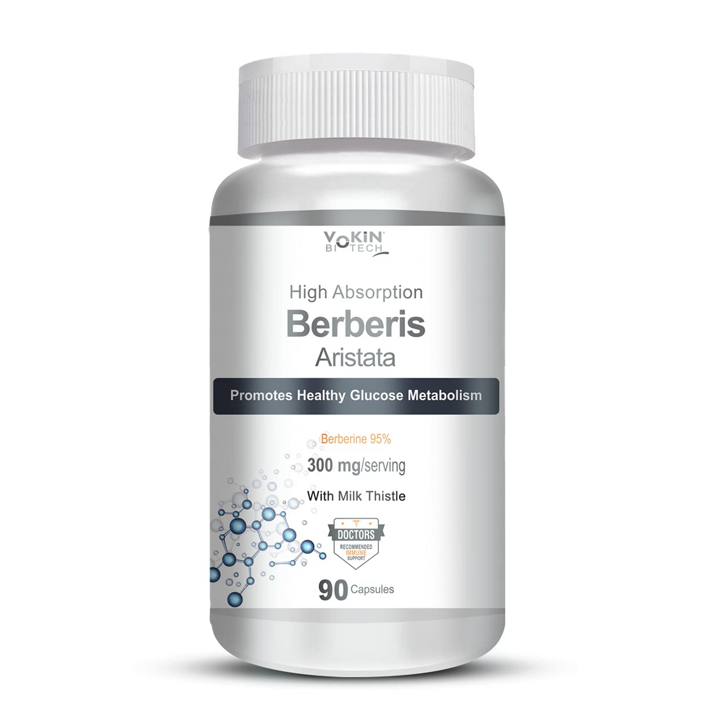 Vokin Berberis Aristata supplement bottle on a white background