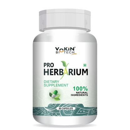 Supplement bottle labeled 'Pro Herbarium' by Yokin Biotech on a white background