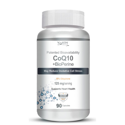 Vokin Health CoQ10 supplement bottle on a white background