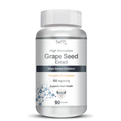 Vokin Biotech Grape Seed Extract | 500 mg | 95% Polyphenols | Support Heart Health 90 capsule