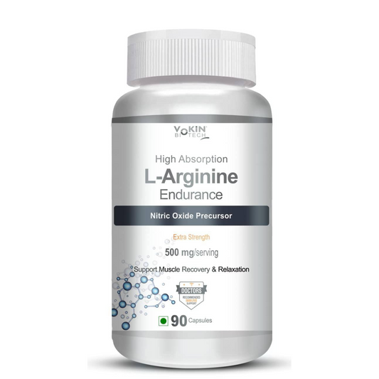 Vokin L-Arginine supplement bottle on a white background