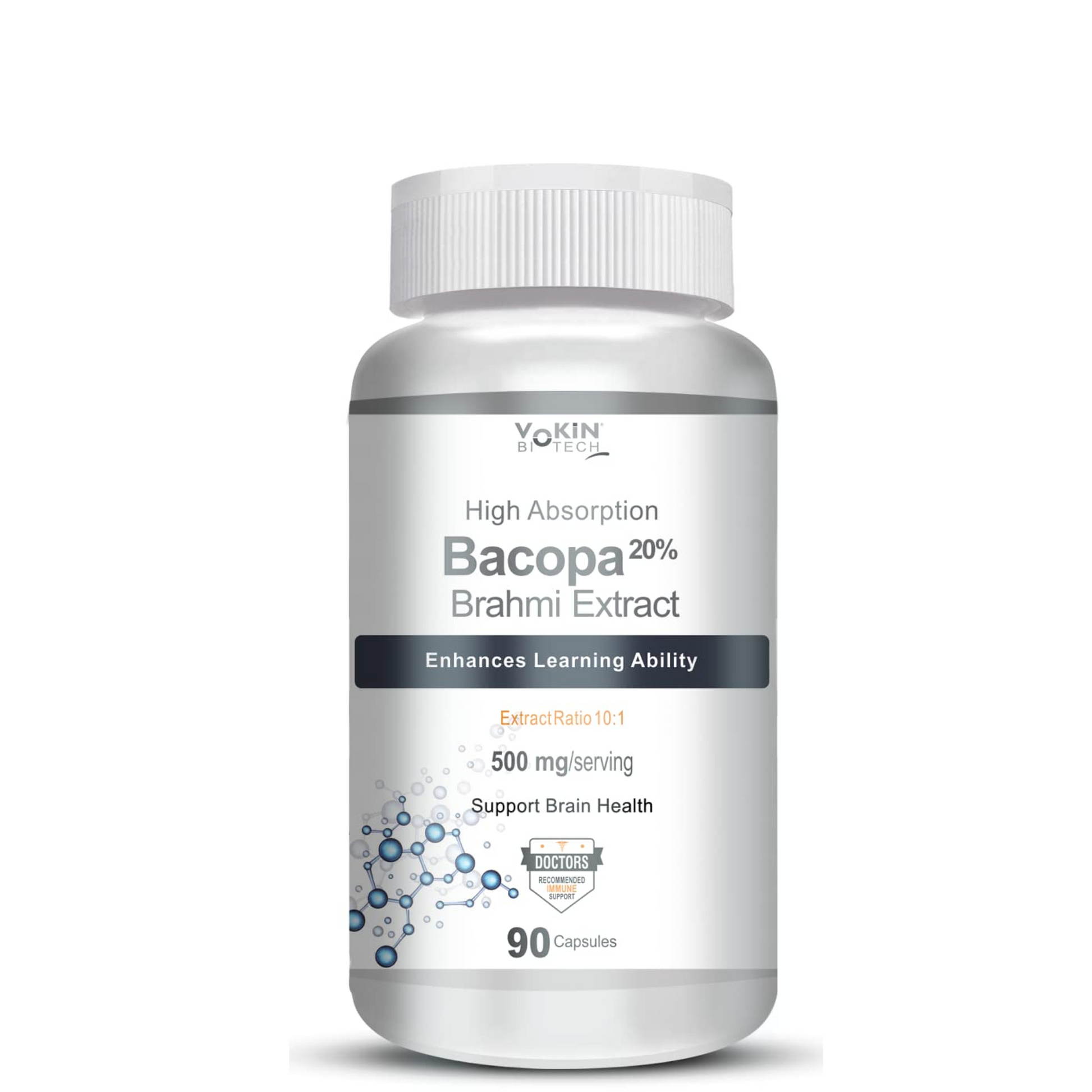 Bacopa Brahmi Extract supplement bottle on a white background