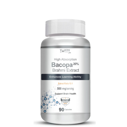 Bacopa Brahmi Extract supplement bottle on a white background