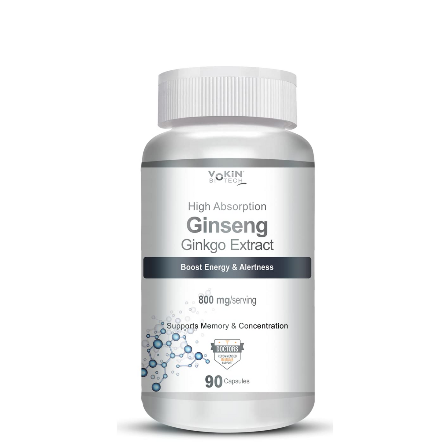 Bottle of Ginseng Ginkgo Extract supplement on a white background