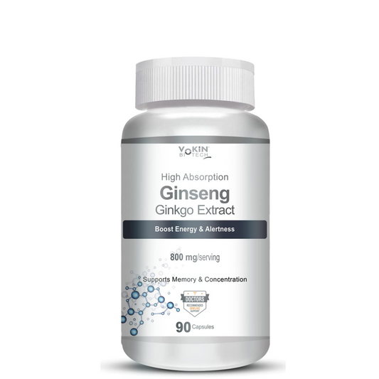Bottle of Ginseng Ginkgo Extract supplement on a white background