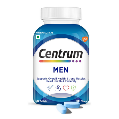 Centrum Men's multivitamin bottle on a white background